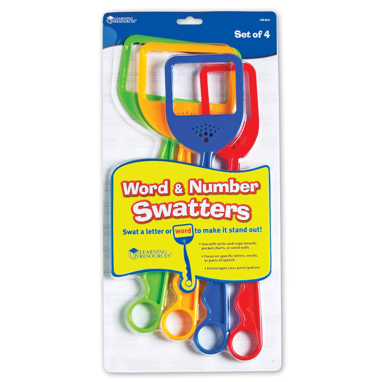 Learning Resource&#xAE; Word &#x26; Number Swatters&#x2122;, Set of 4